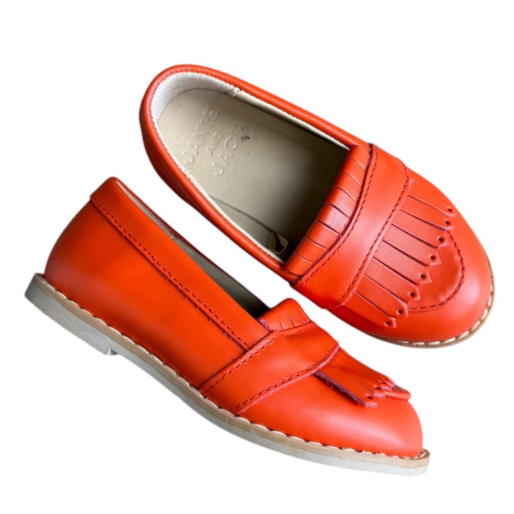 Janie & Jack baby toddler size 6C orange loafer shoes slip on